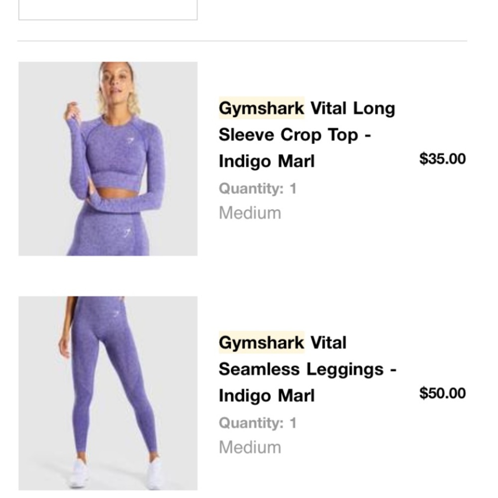 Gymshark vital long sleeve crop top